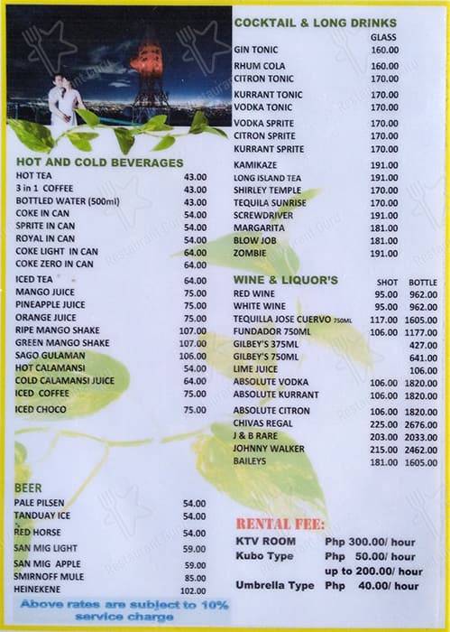 Menu at Cloud 9 Restaurant, Antipolo, 23 Sumulong Hwy