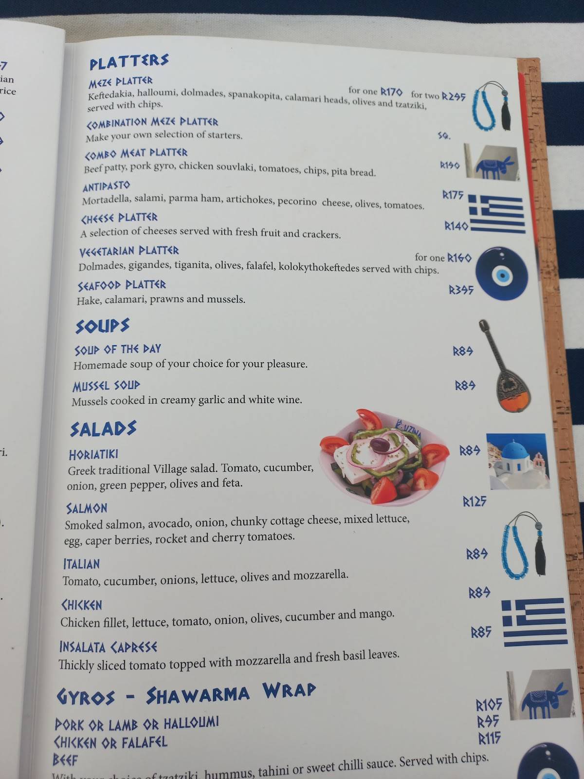 Menu at LA KOUZINA restaurant, Port Elizabeth