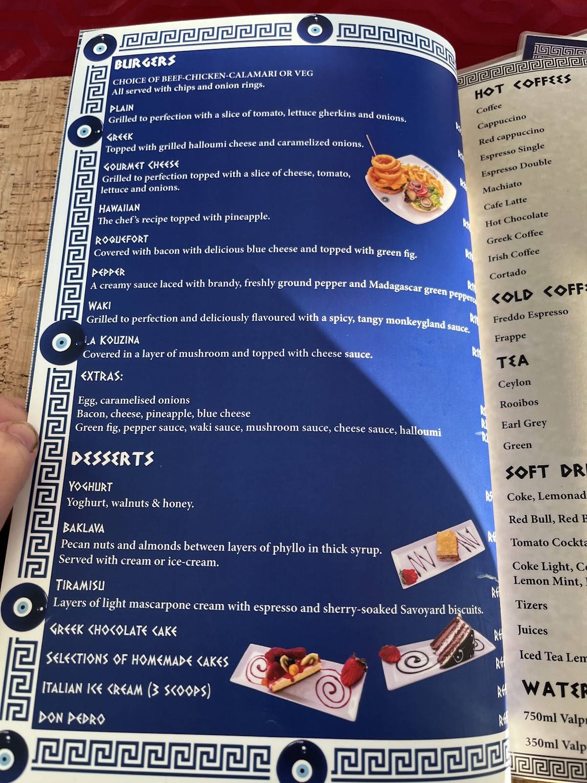 Menu at LA KOUZINA restaurant, Port Elizabeth