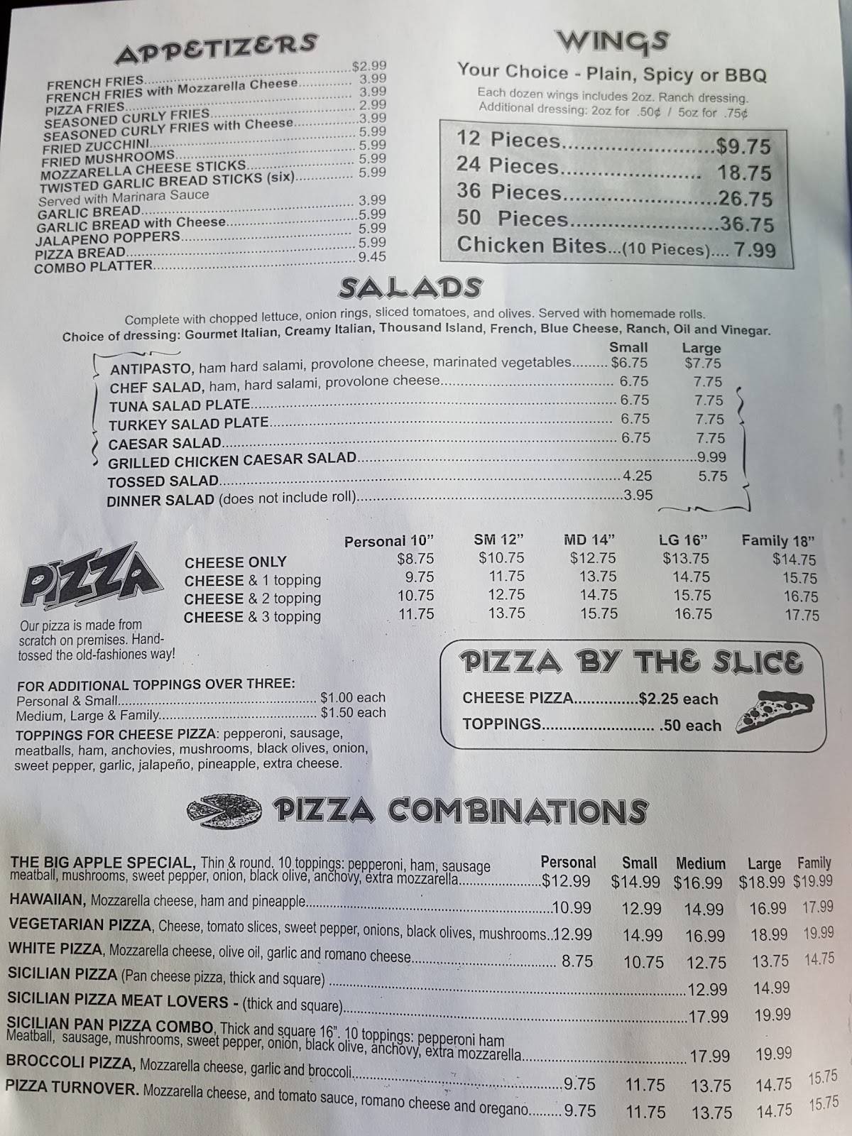 Menu at T & M Pizza Italian Restaurant, Coolidge