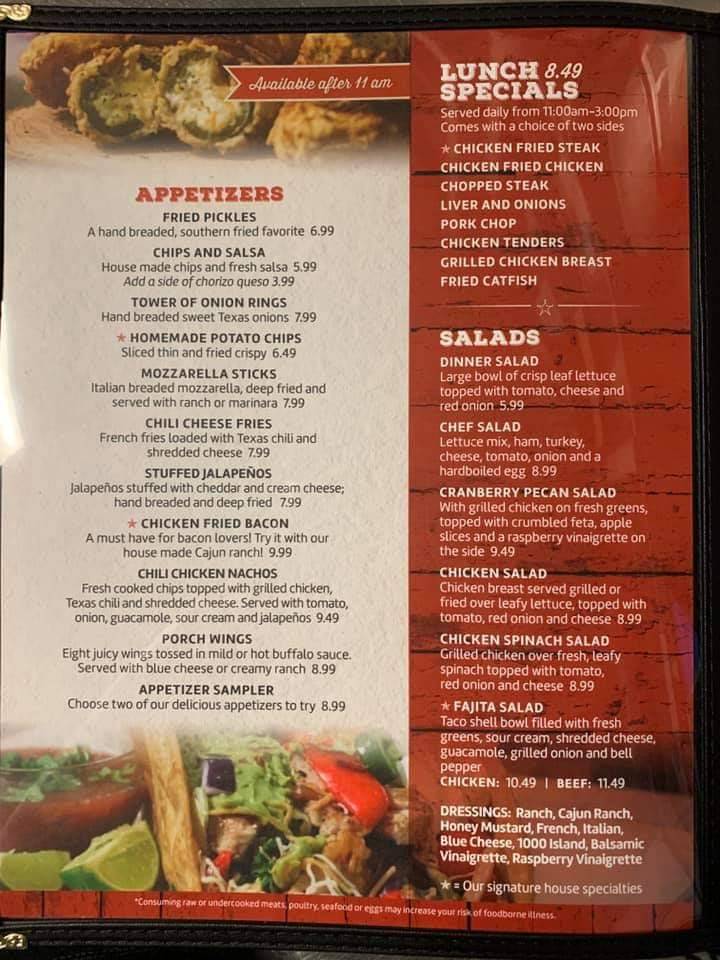 Menu at The Porch restaurant, Burleson, 140 S Wilson St