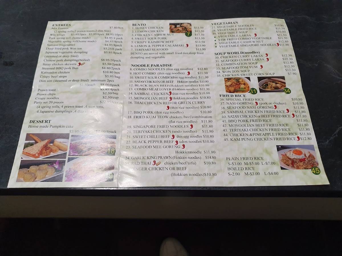 Menu at Mrs Lin's Kitchen restaurant, Adamstown