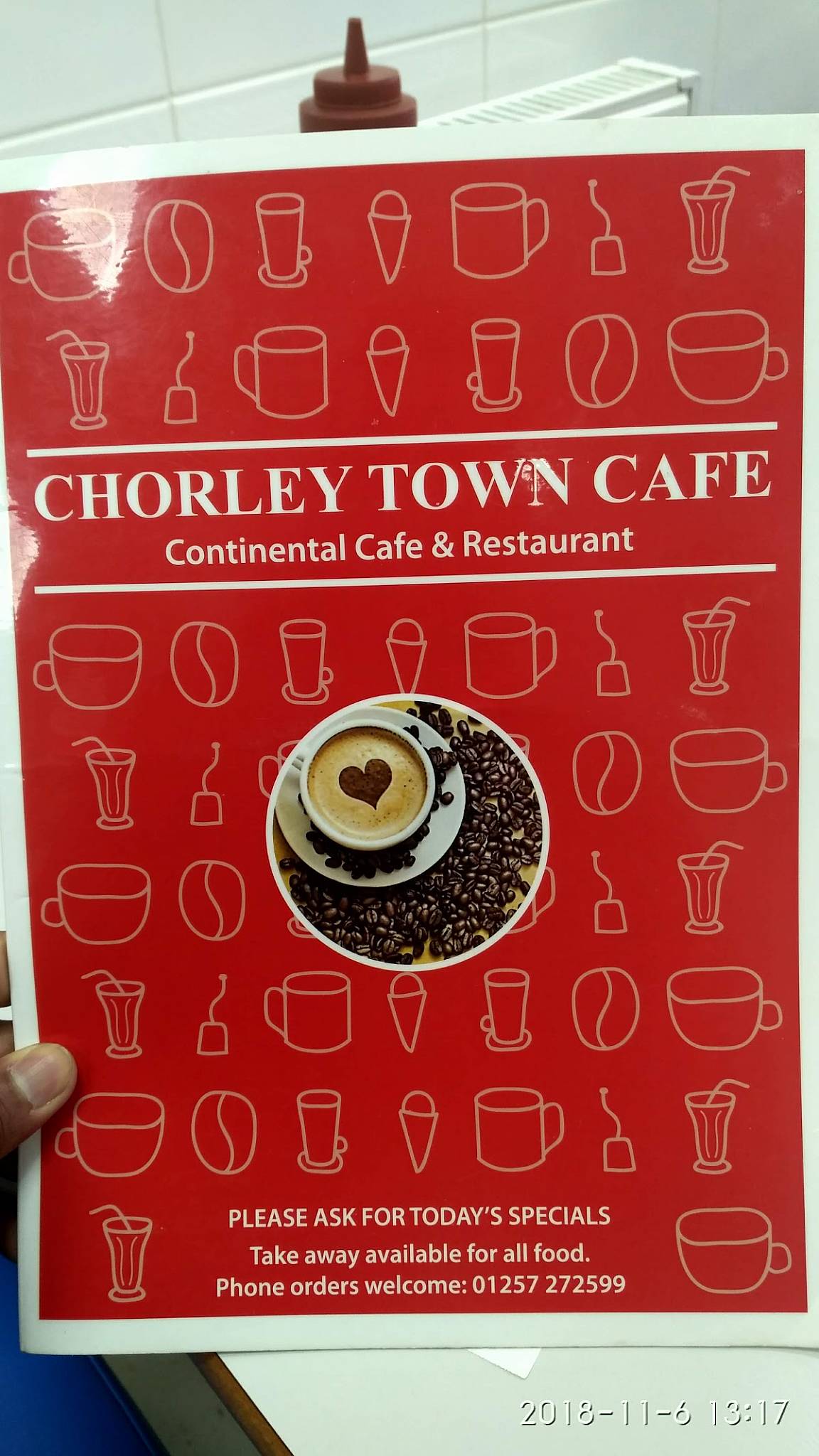 Menu at Chorley Town Cafe, Chorley, 36 Chapel St