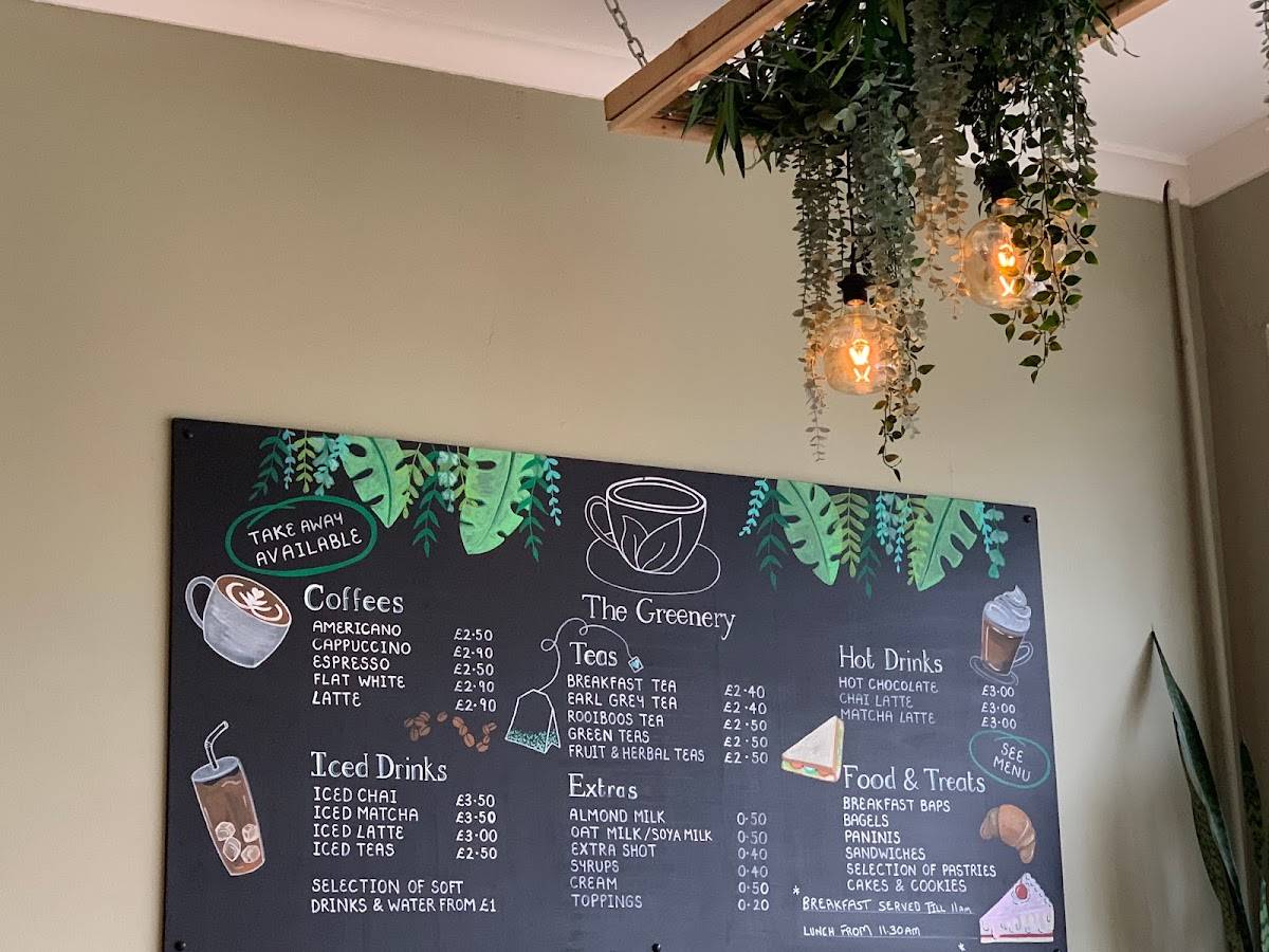 Menu at The Greenery coffee and flowers cafe, Warrington