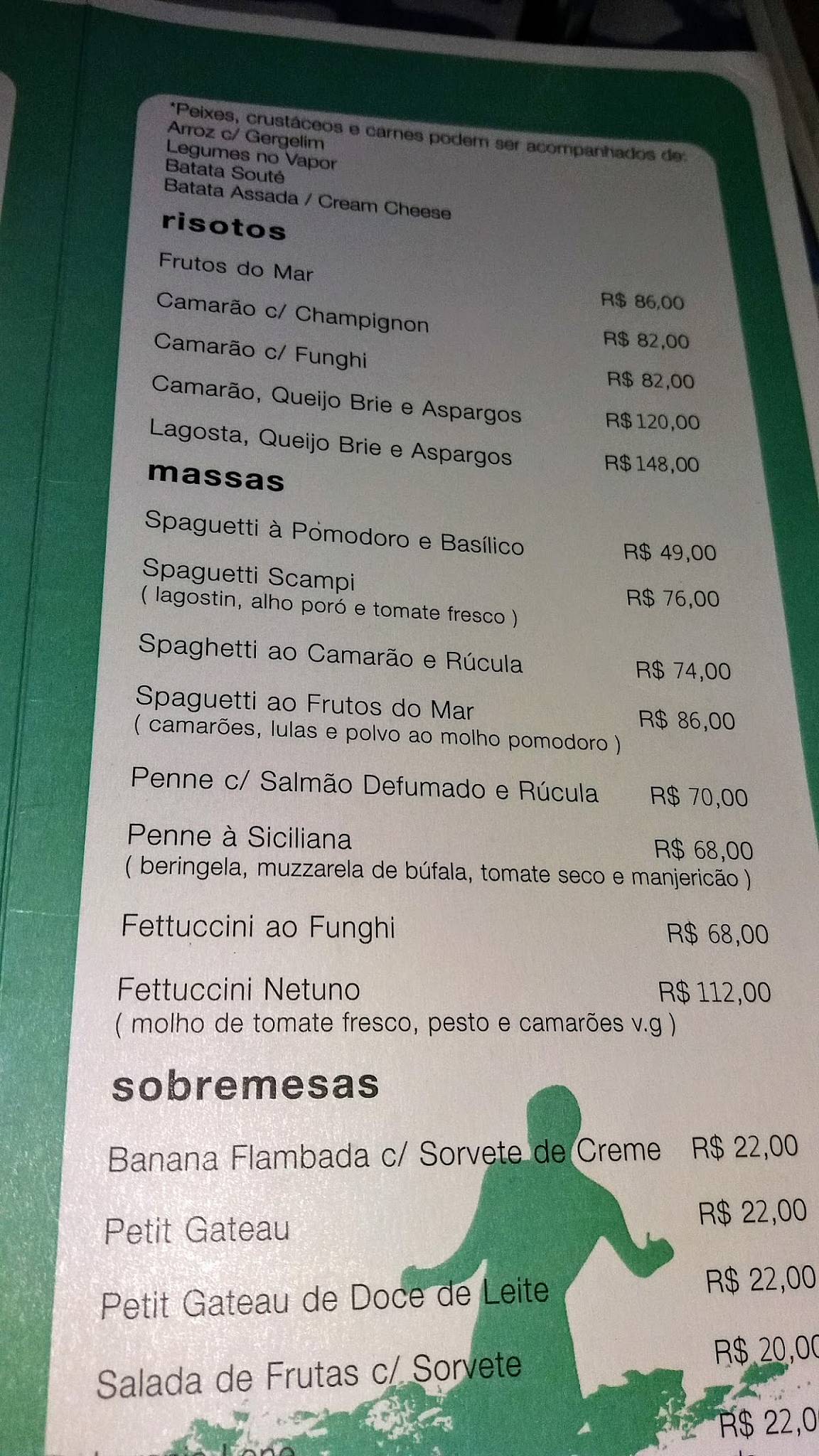 Menu em Bar do Zé, Armação dos Búzios, Av. José Bento Ribeiro Dantas