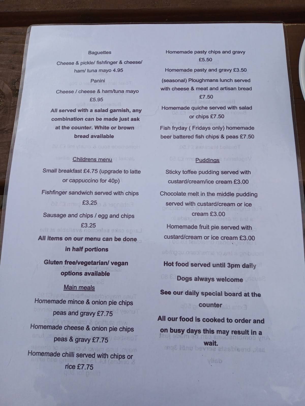 Menu at Rivington Village Green Tea Room cafe, Bolton