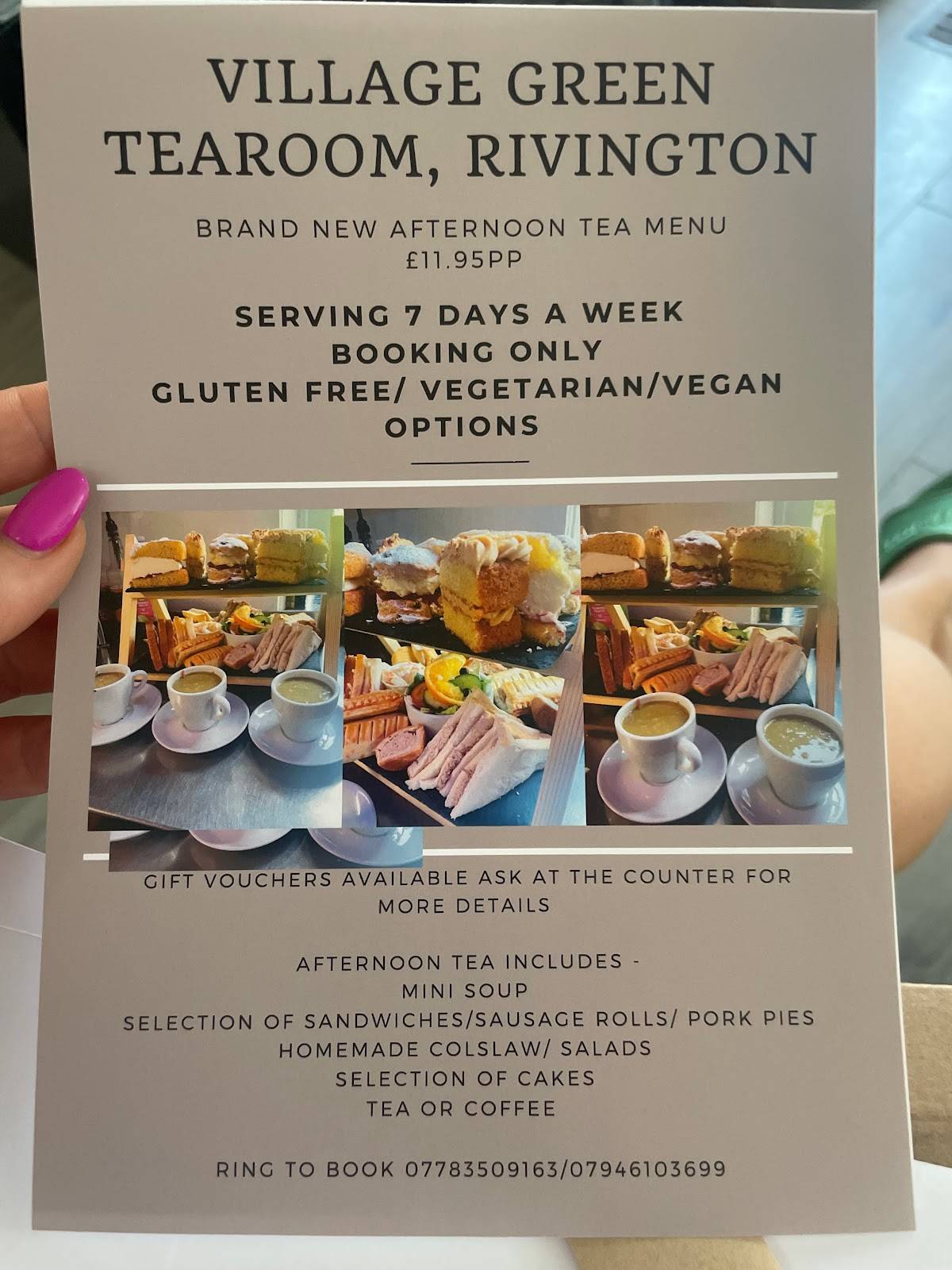 Menu at Rivington Village Green Tea Room cafe, Bolton