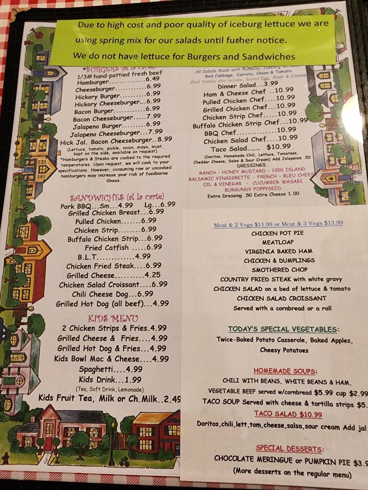 Menu at Bell Buckle Cafe, Bell Buckle, 16 Railroad Sq TN-269