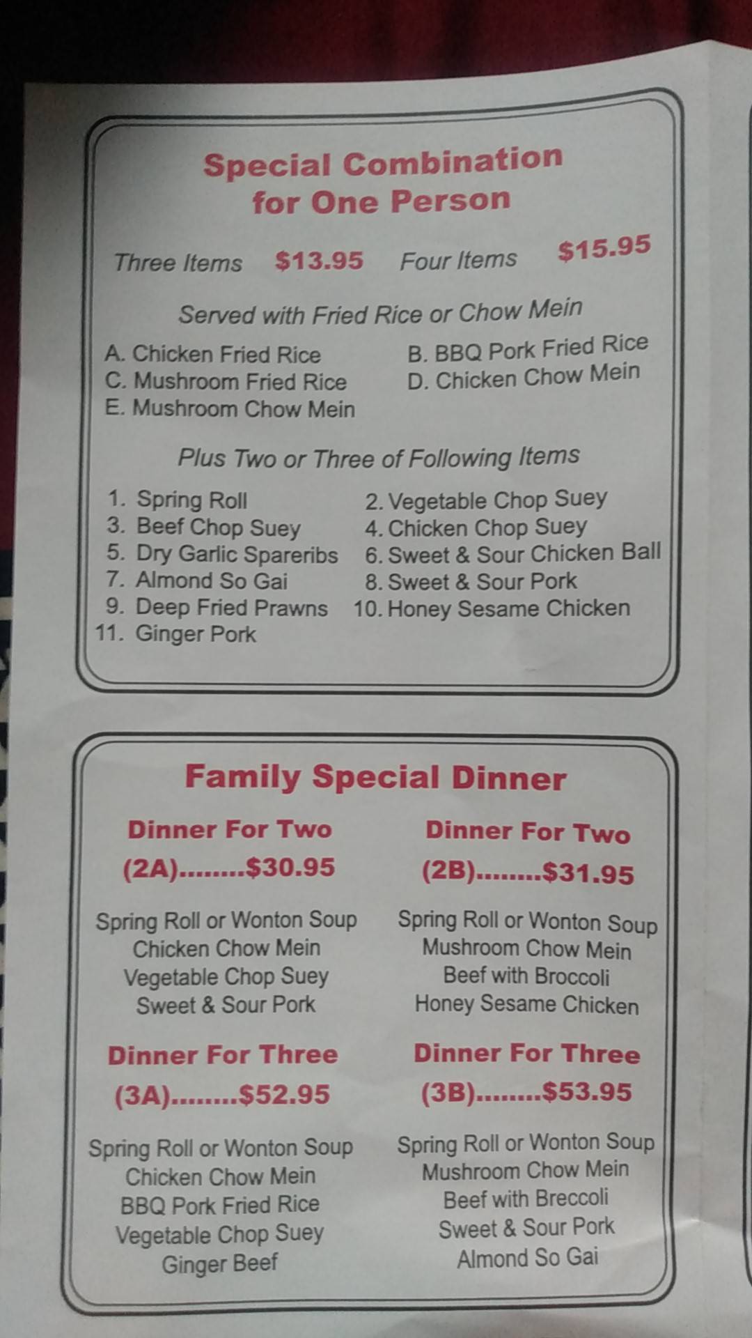 Menu at New Century Restaurant, Grand Forks