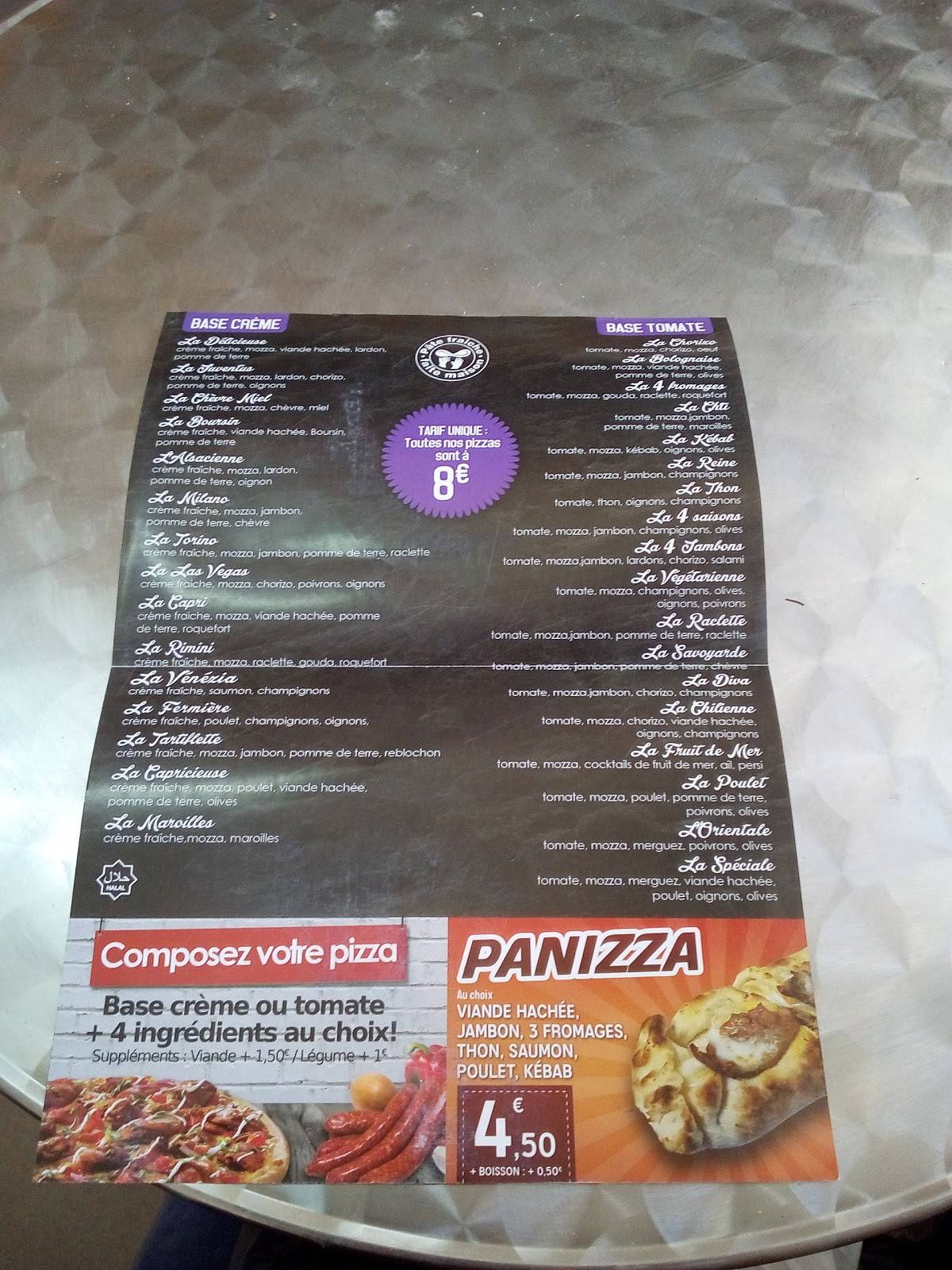 Menu au KOne pizzeria, Maubeuge