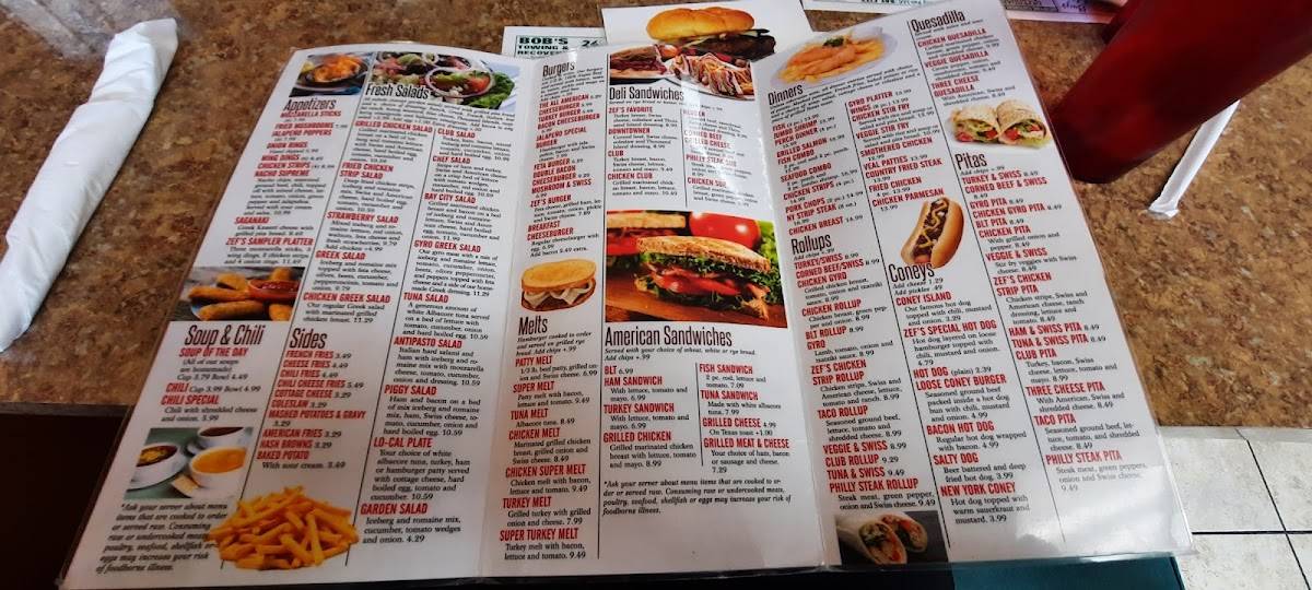 Menu at Zef's Coney Restaurant, Bay City