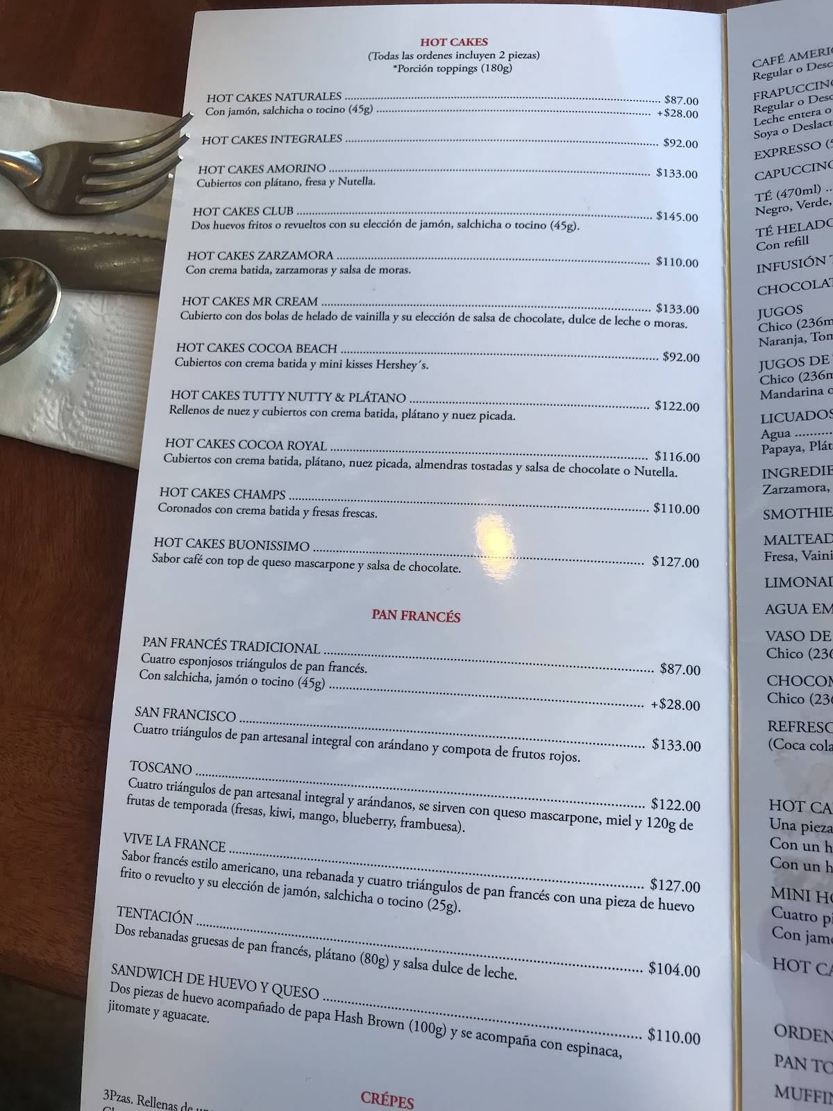 Carta del restaurante Mr. Cream Pancakes & Waffles, Bucerías