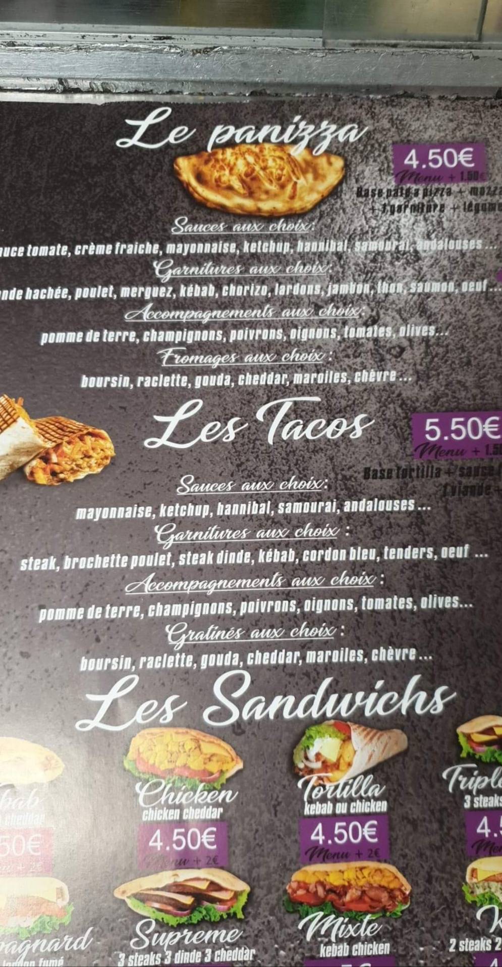 Menu au KOne pizzeria, Maubeuge