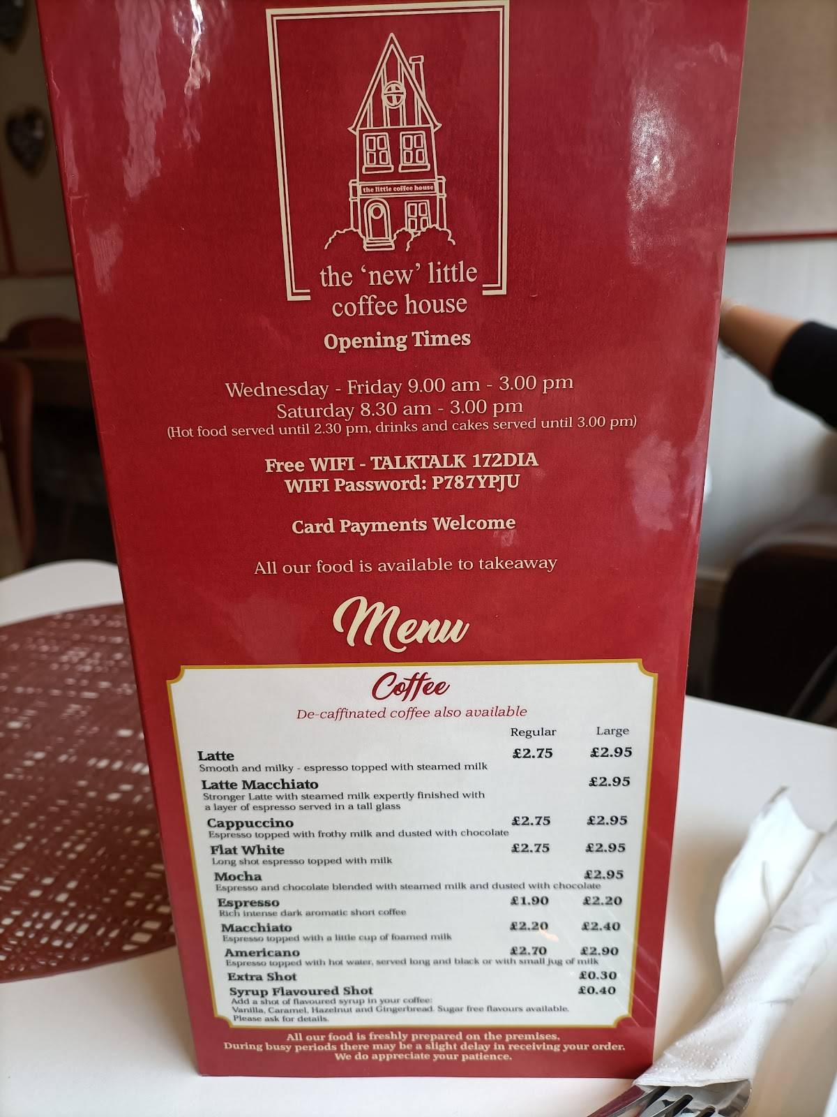 Menu at The Little Coffee House, Selby