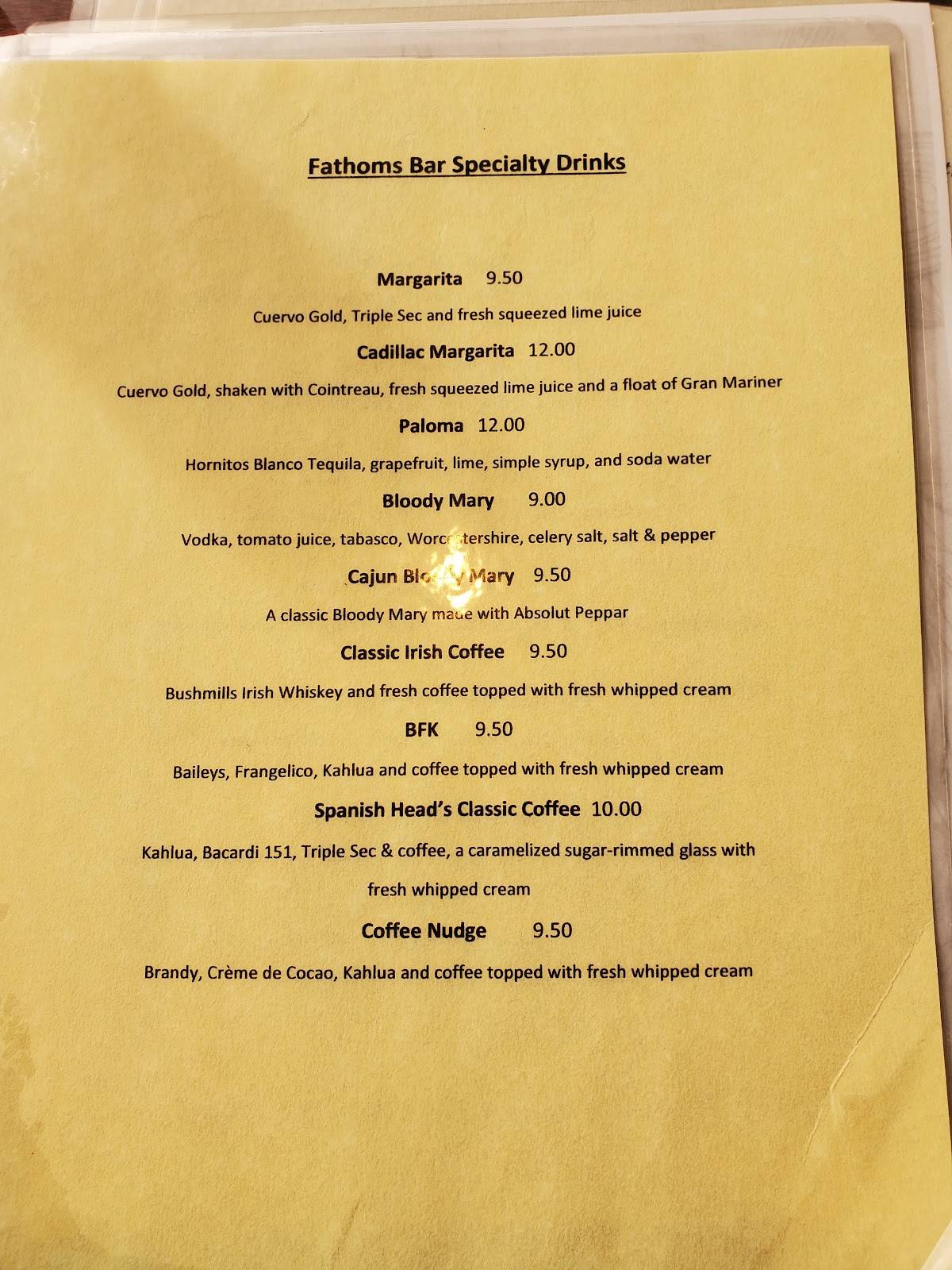 Menu at Fathoms Penthouse Restaurant & Bar, Lincoln City, SE Hwy 101