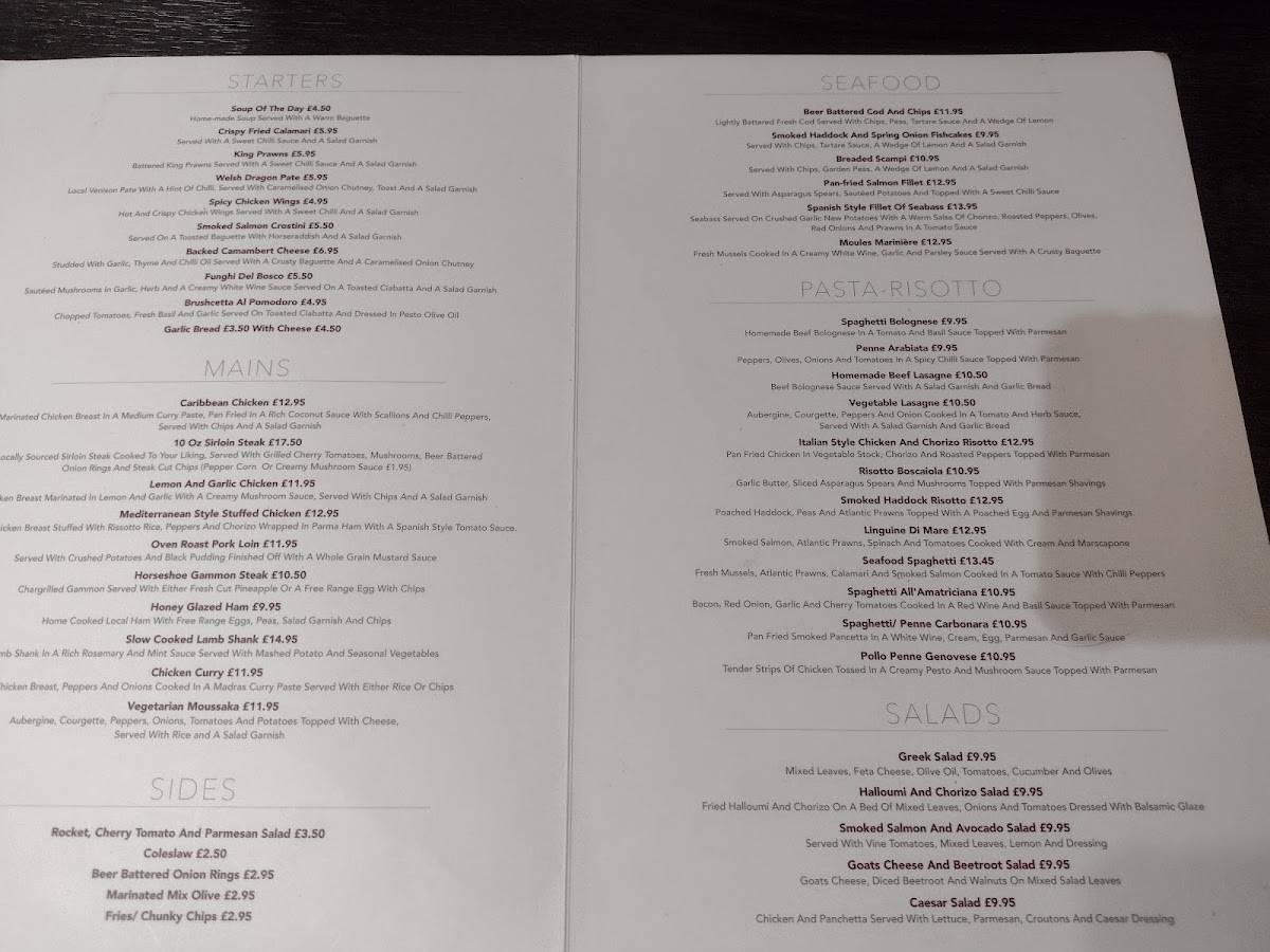 Menu at Four Seasons café and bistro restaurant, Prestatyn