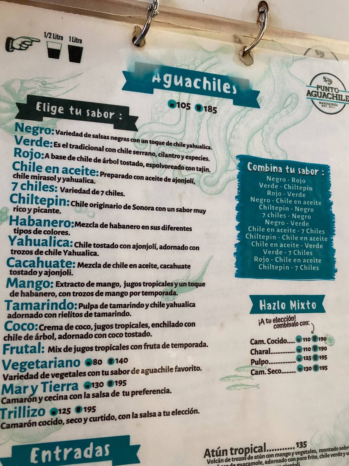 Carta Del Restaurante Punto Aguachile Zapopan