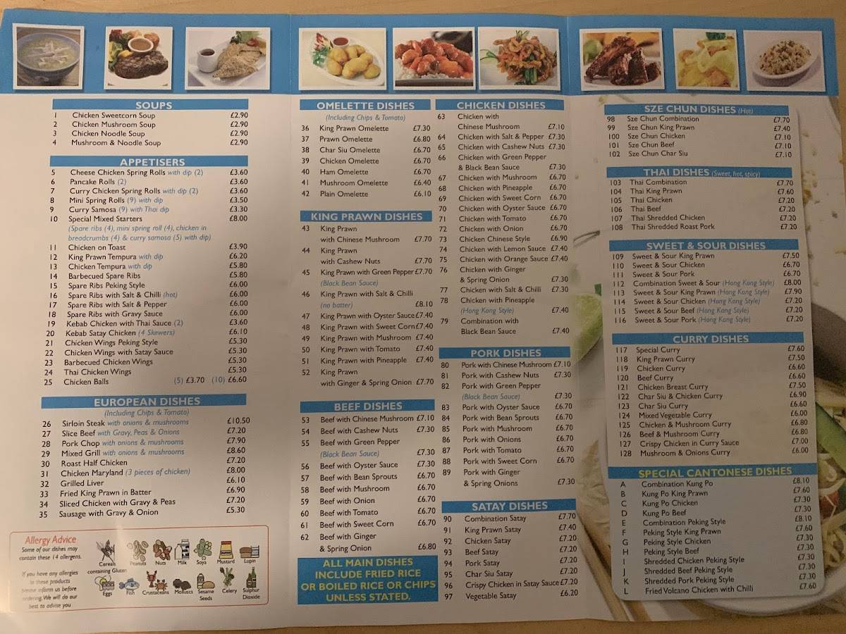 Menu at Crystal Gardens restaurant, Saltcoats