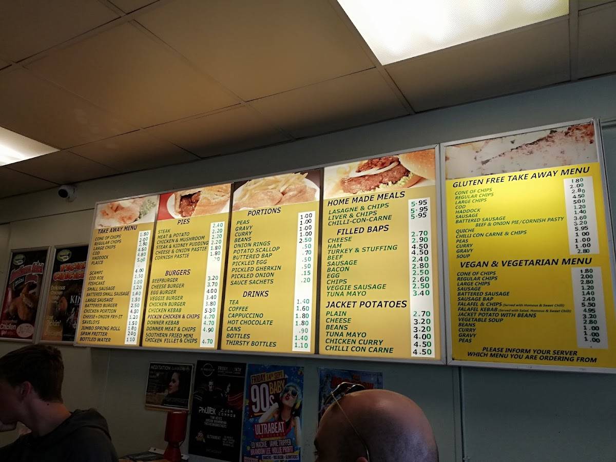 Menu at Barnacles Fish & Chips, Llandudno