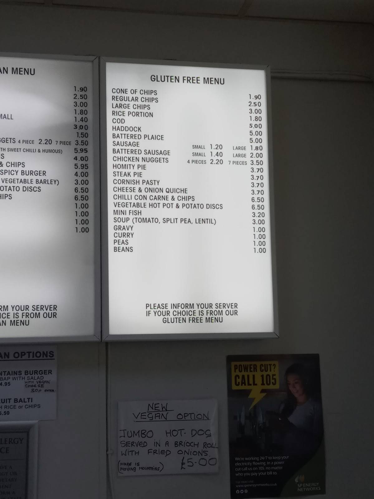 Menu at Barnacles Fish & Chips, Llandudno