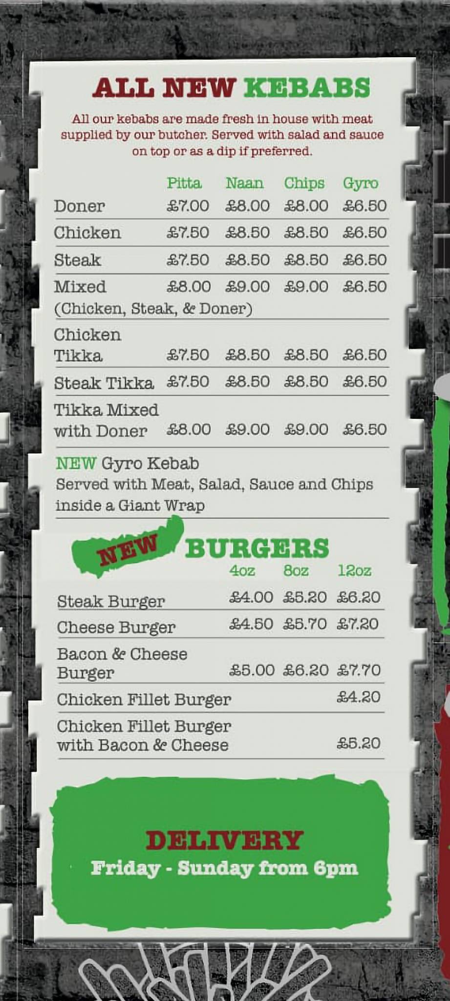 Menu at The Pizza Box Kilrea fast food, Kilrea
