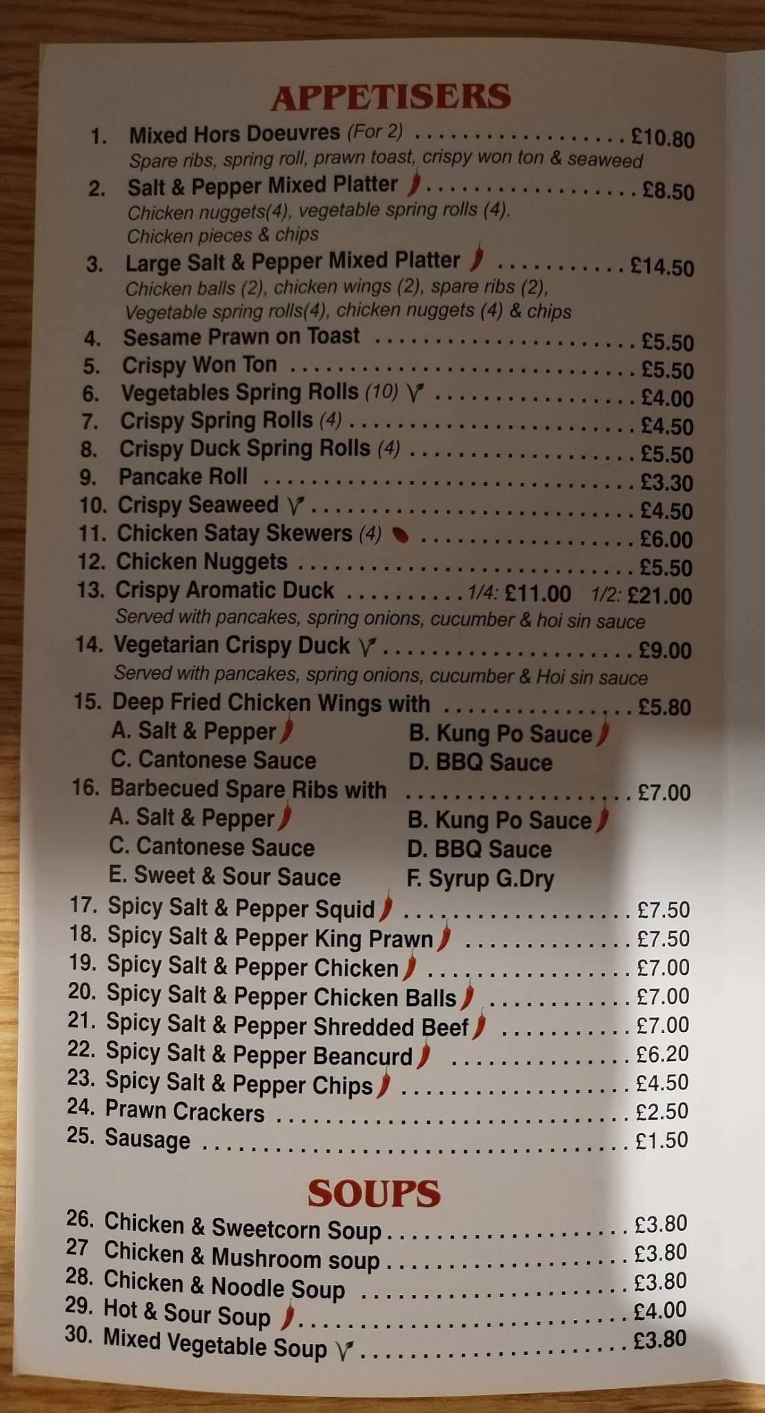 Menu at Ming chef Chinese takeaway restaurant, Mablethorpe