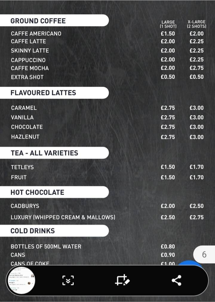 Menu at Cinnamon Coffee & Deli Bar, Widnes