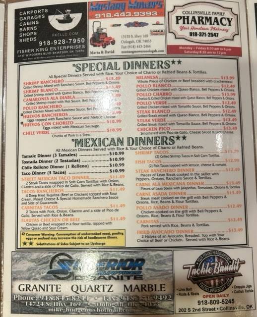 Menu at El Jalapeno Grill restaurant, Collinsville