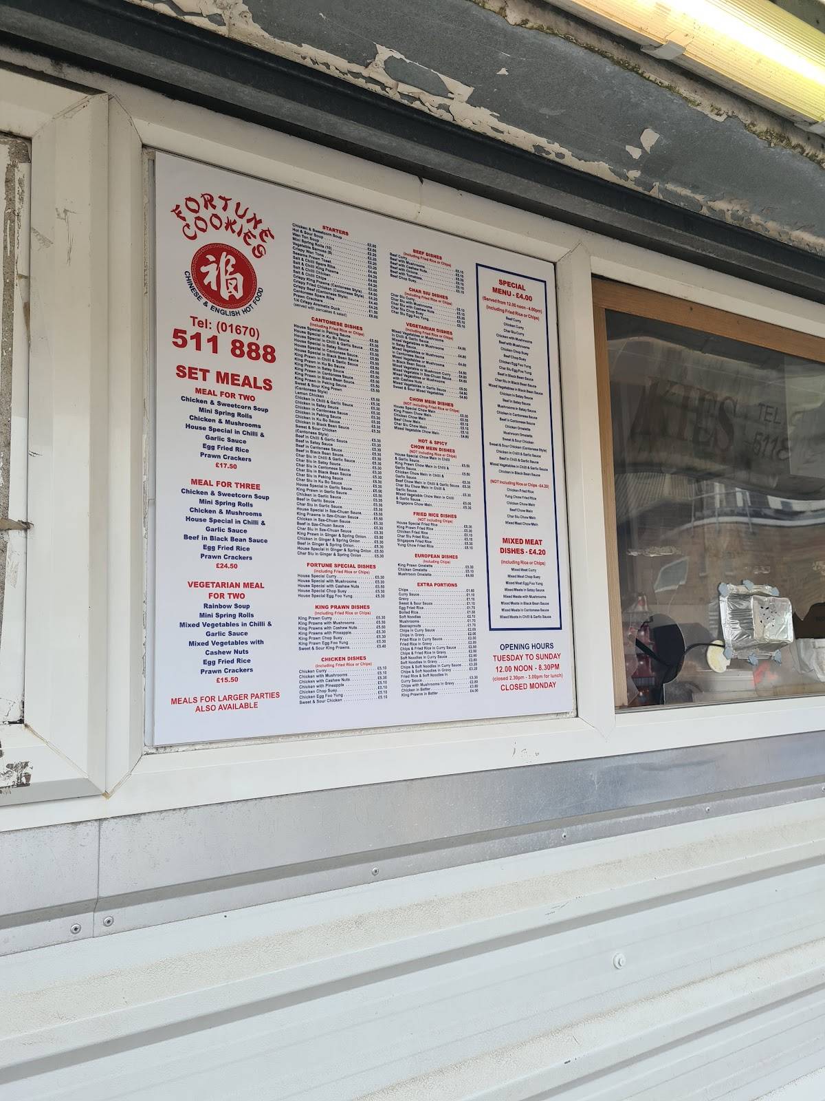 Menu at Fortune Cookies fast food, Morpeth