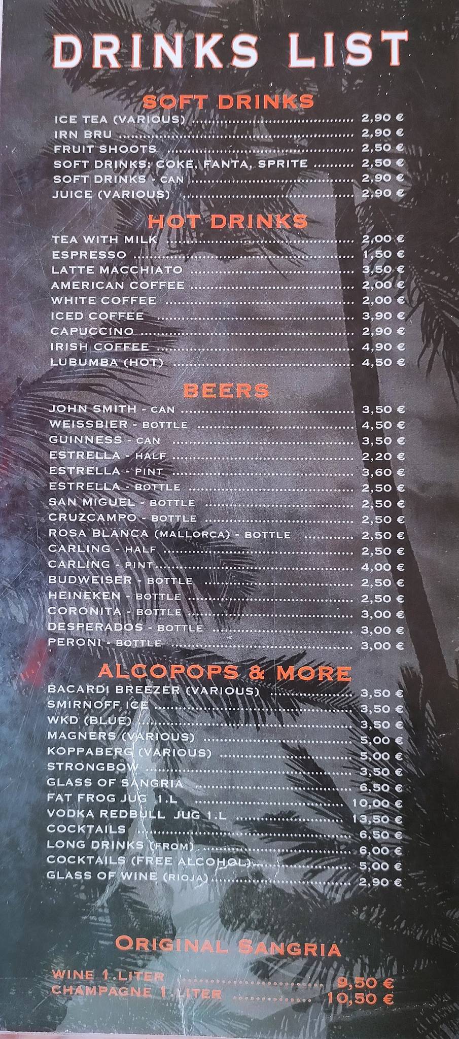 Menu at Steak House Pizzeria Venecia, Cales de Mallorca