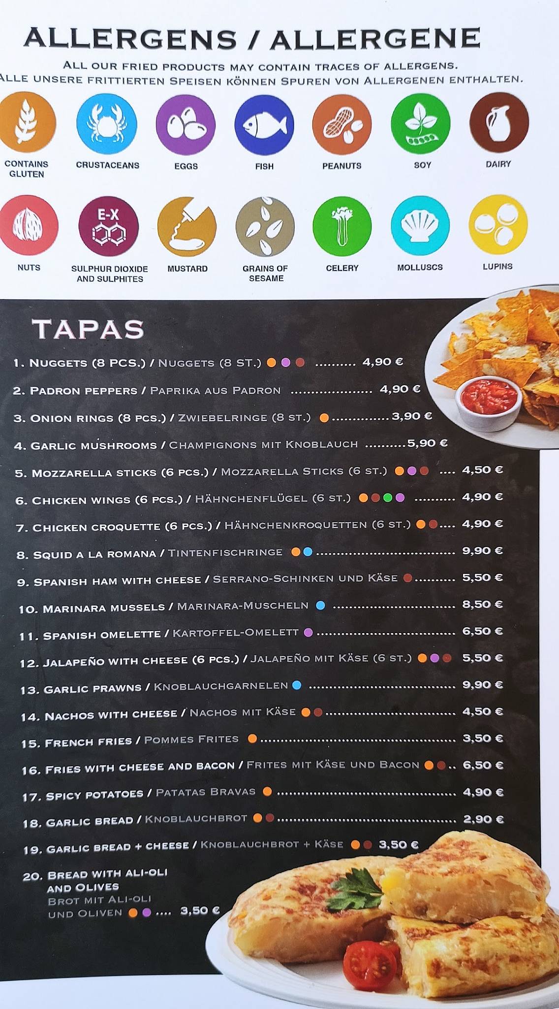 Menu at Steak House Pizzeria Venecia, Cales de Mallorca