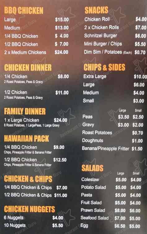 Menu at The Chicken Machine fast food, Glenroy