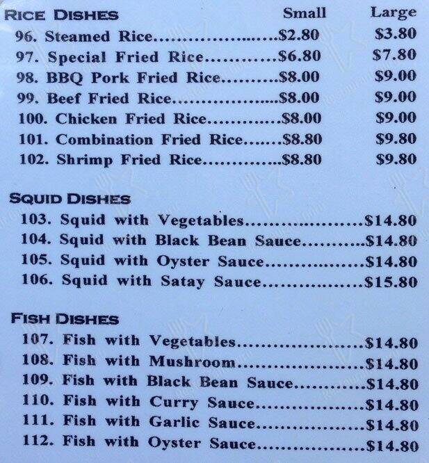 Menu at Tong Sing Chinese Take Away restaurant, Altona North