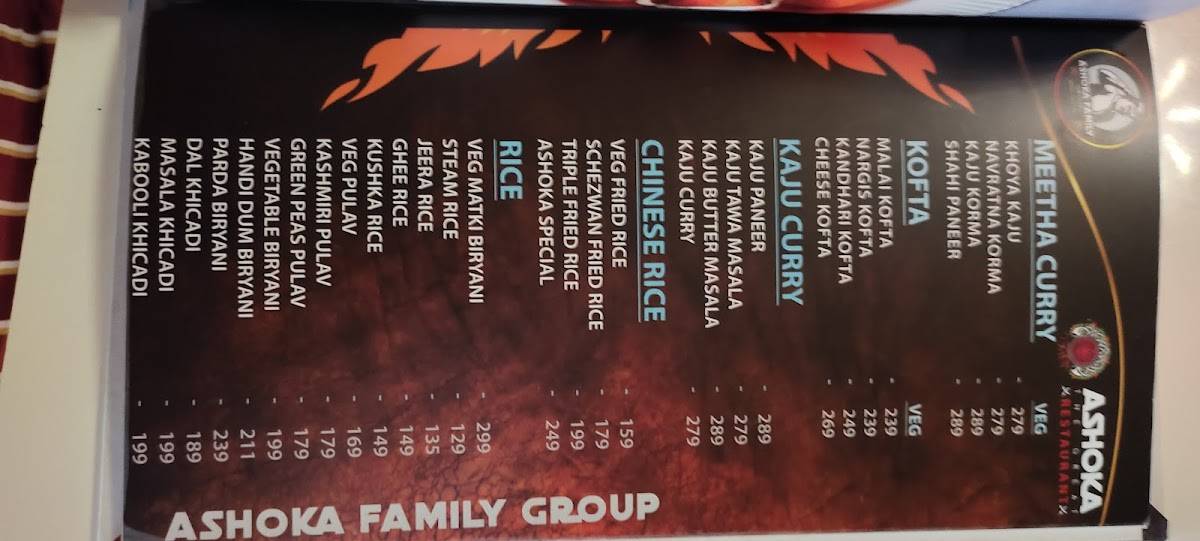 Menu at ASHOKA THE GREAT RESTAURANT, Dharwad