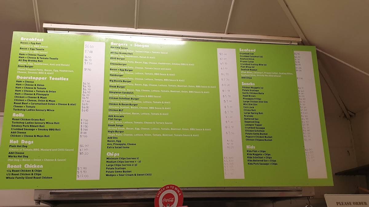 Menu At Scenic Milk Bar Boonah