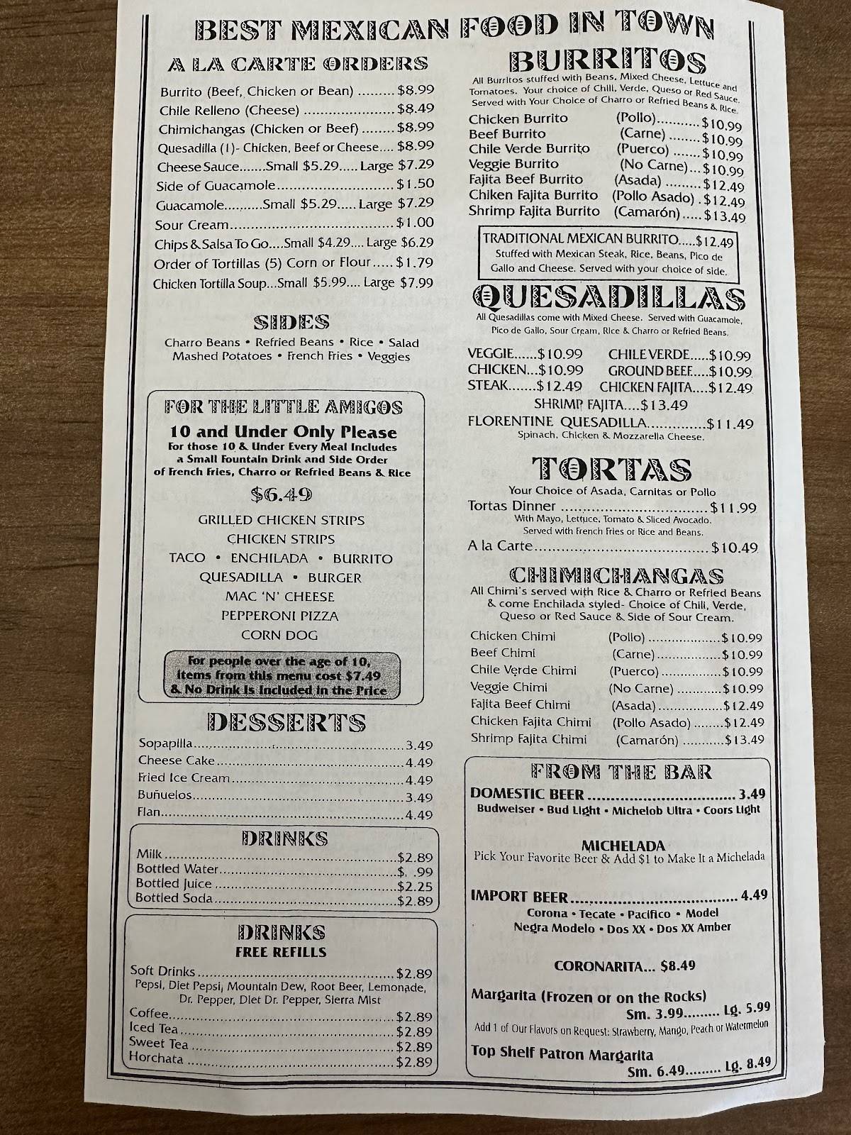 Menu at El Jalapeno Grill restaurant, Collinsville