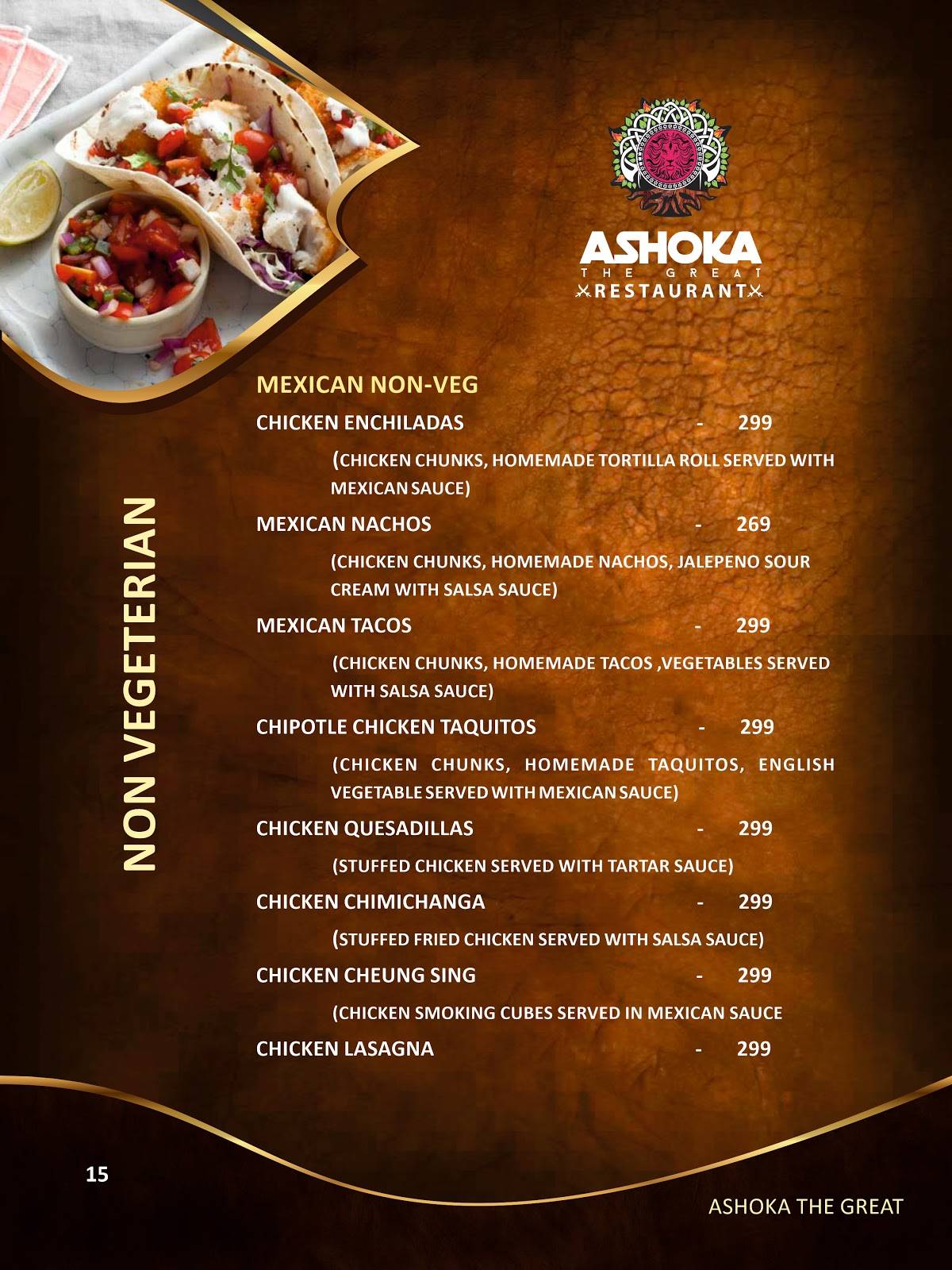 Menu at ASHOKA THE GREAT RESTAURANT, Dharwad