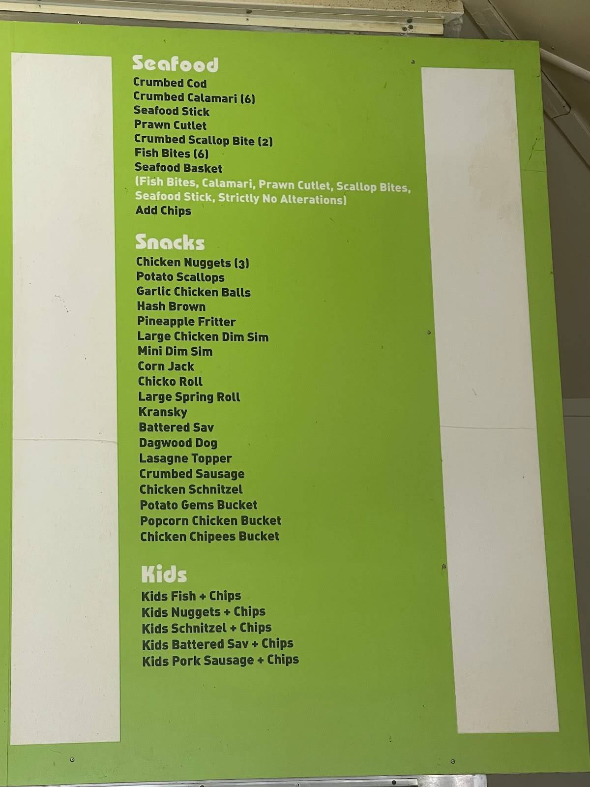 Menu at Scenic Milk Bar, Boonah