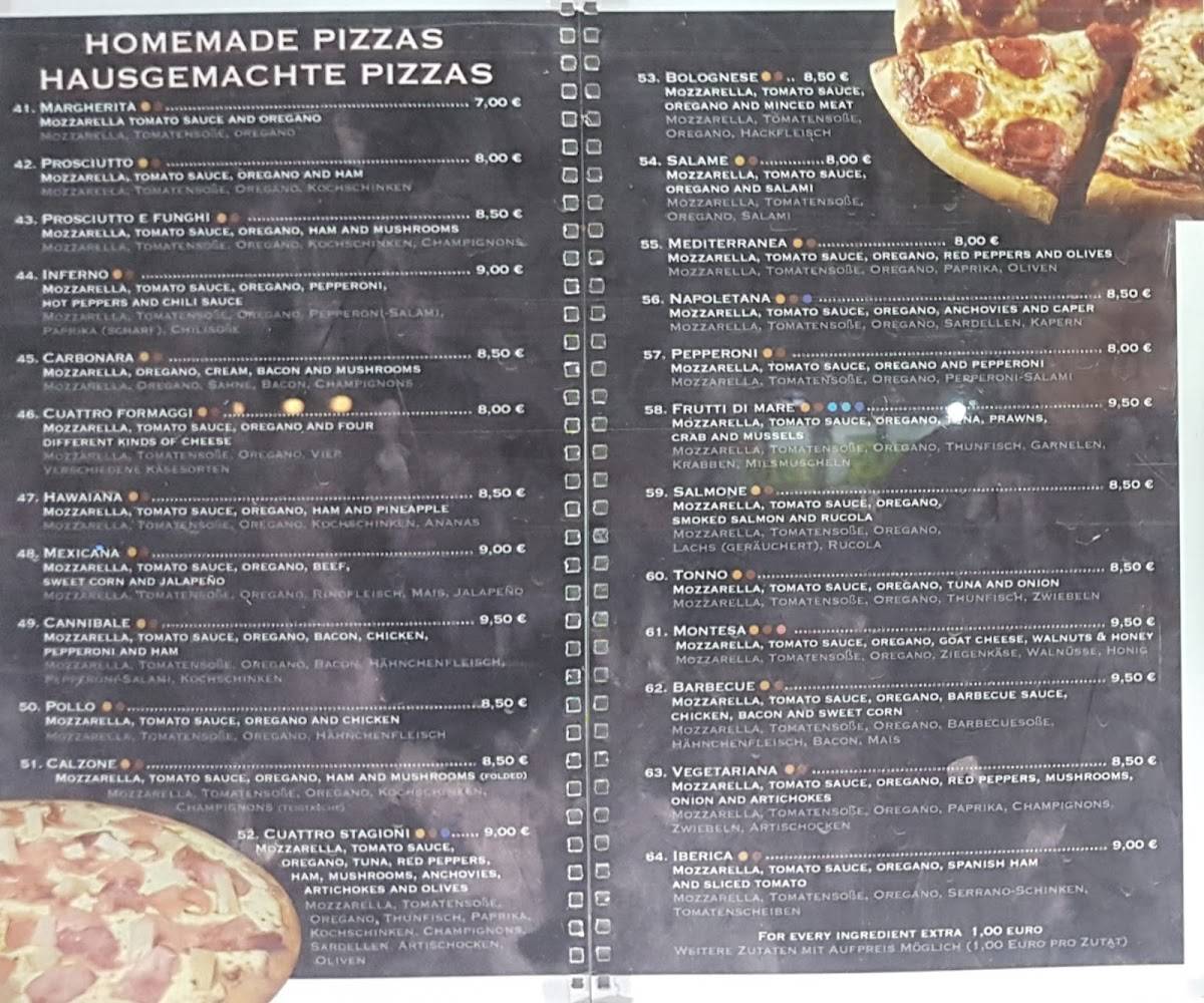 Menu at Steak House Pizzeria Venecia, Cales de Mallorca