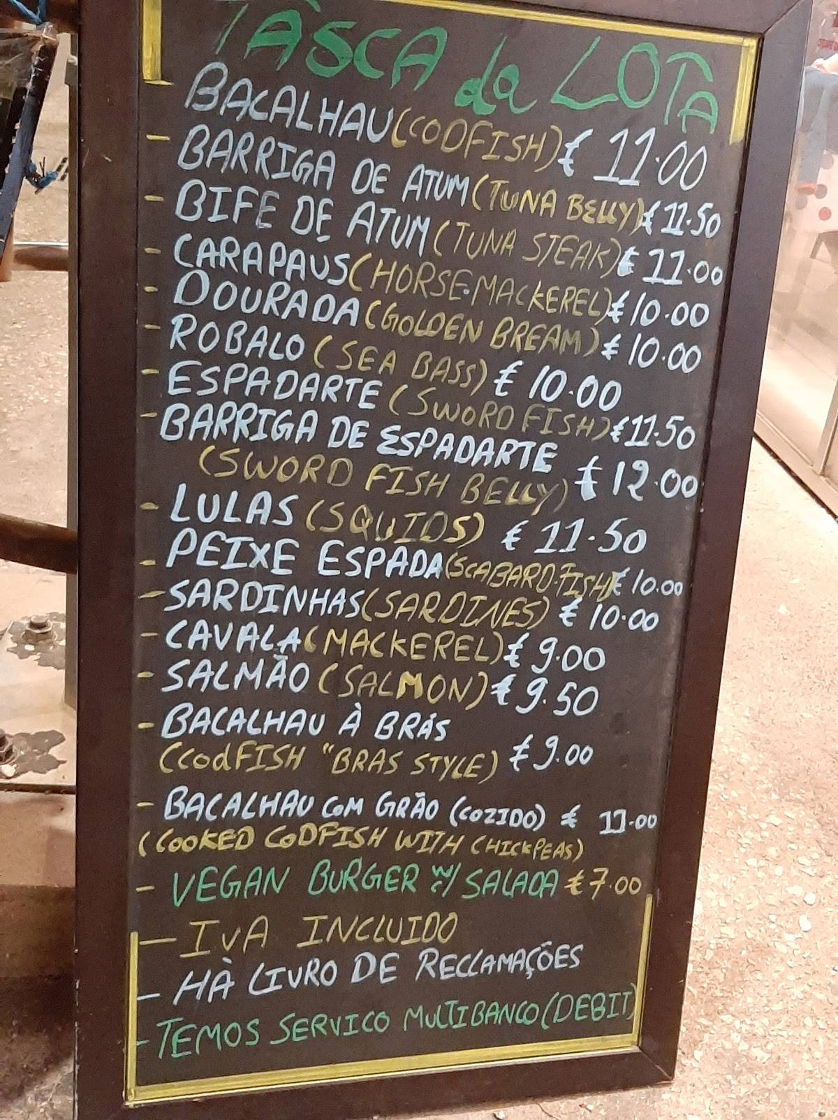 Menu Em Tasca Do Kiko Pub Bar Lagos