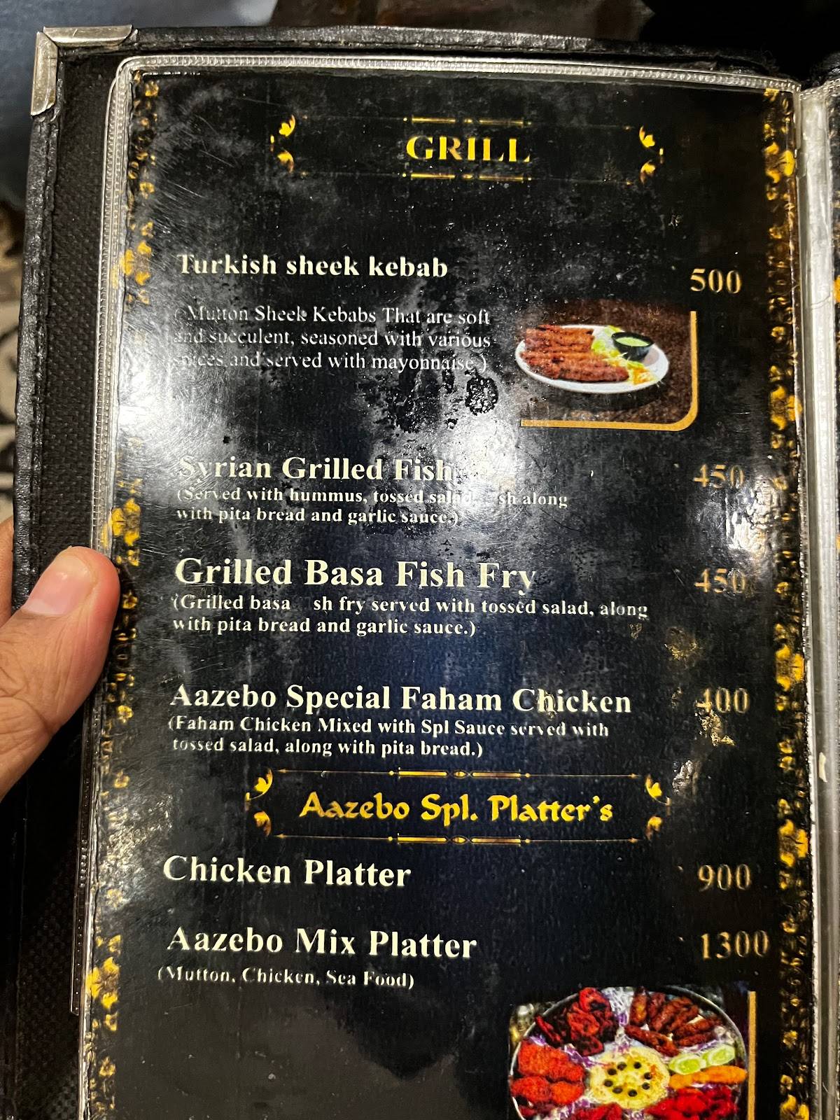 Menu At Aazebo-The Royal Arabian Restaurant, Hyderabad, 1-90/2/A