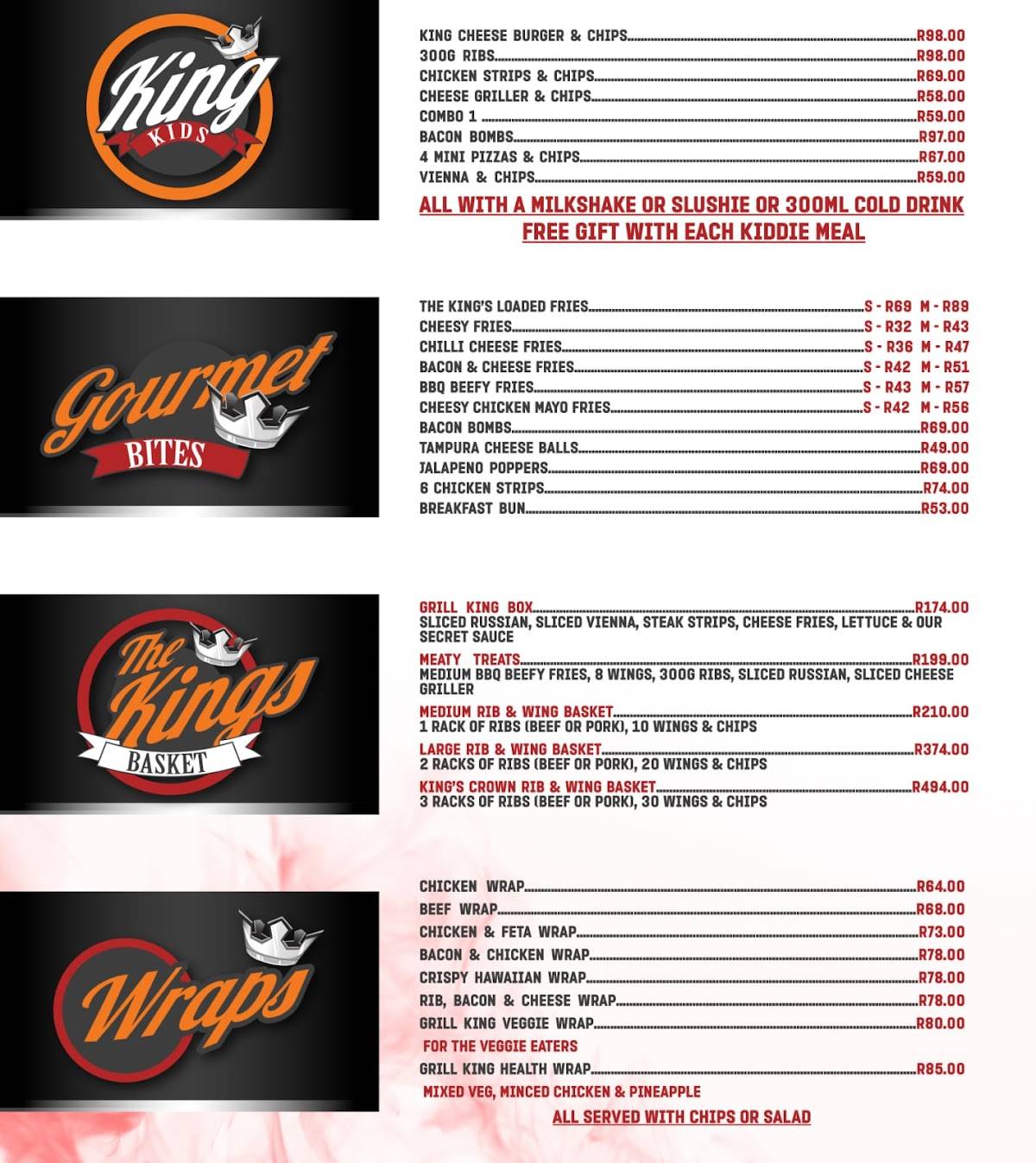 Menu at Grill King Sunward Park restaurant, Boksburg