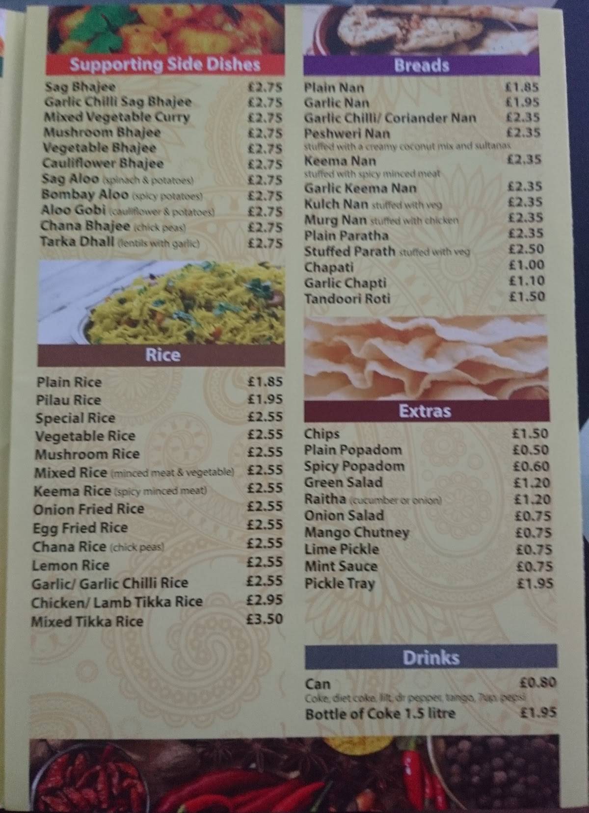 Menu at Eurasian restaurant, Hull, 621 Holderness Rd