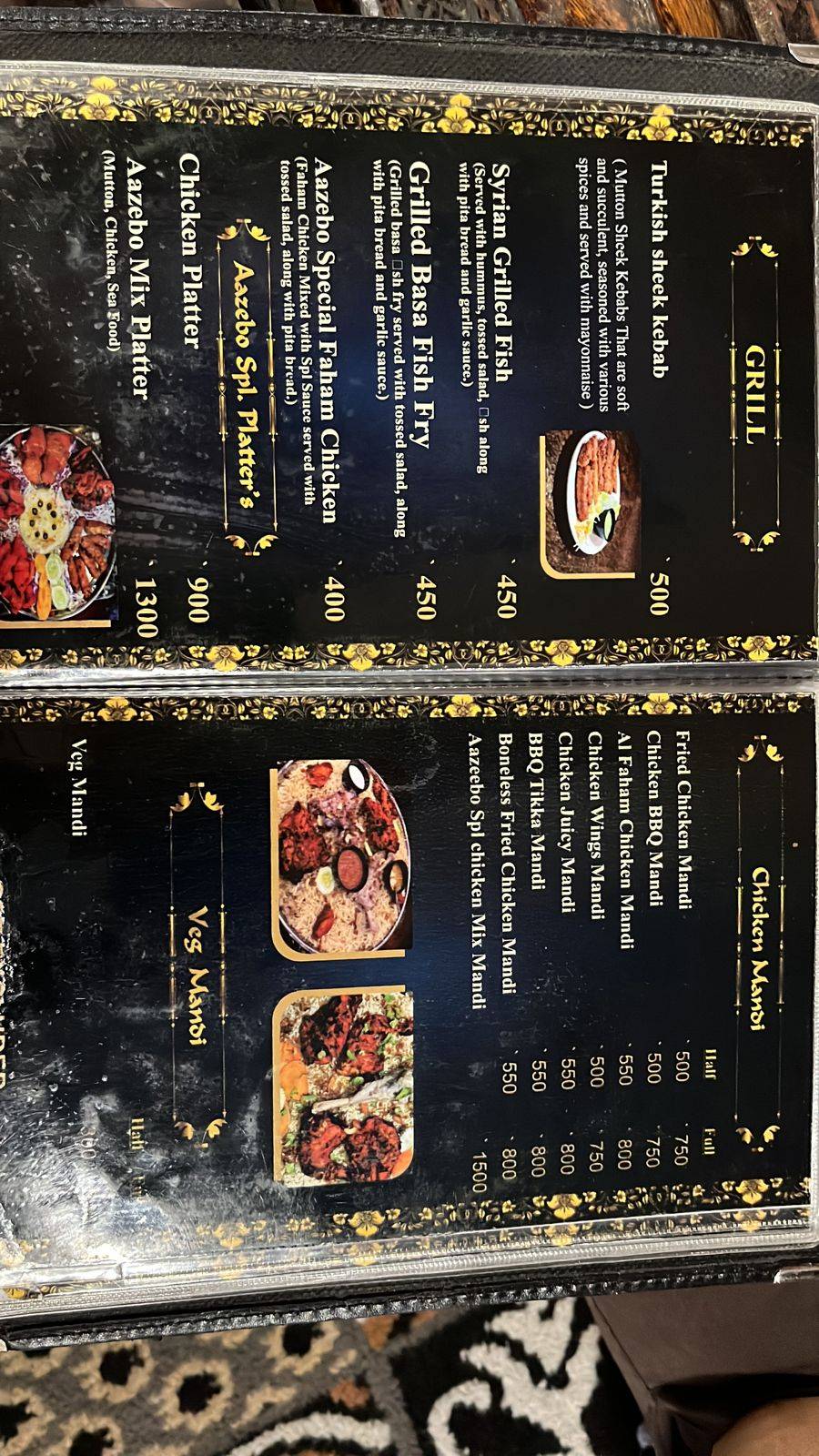 Menu At Aazebo-The Royal Arabian Restaurant, Hyderabad, 1-90/2/A