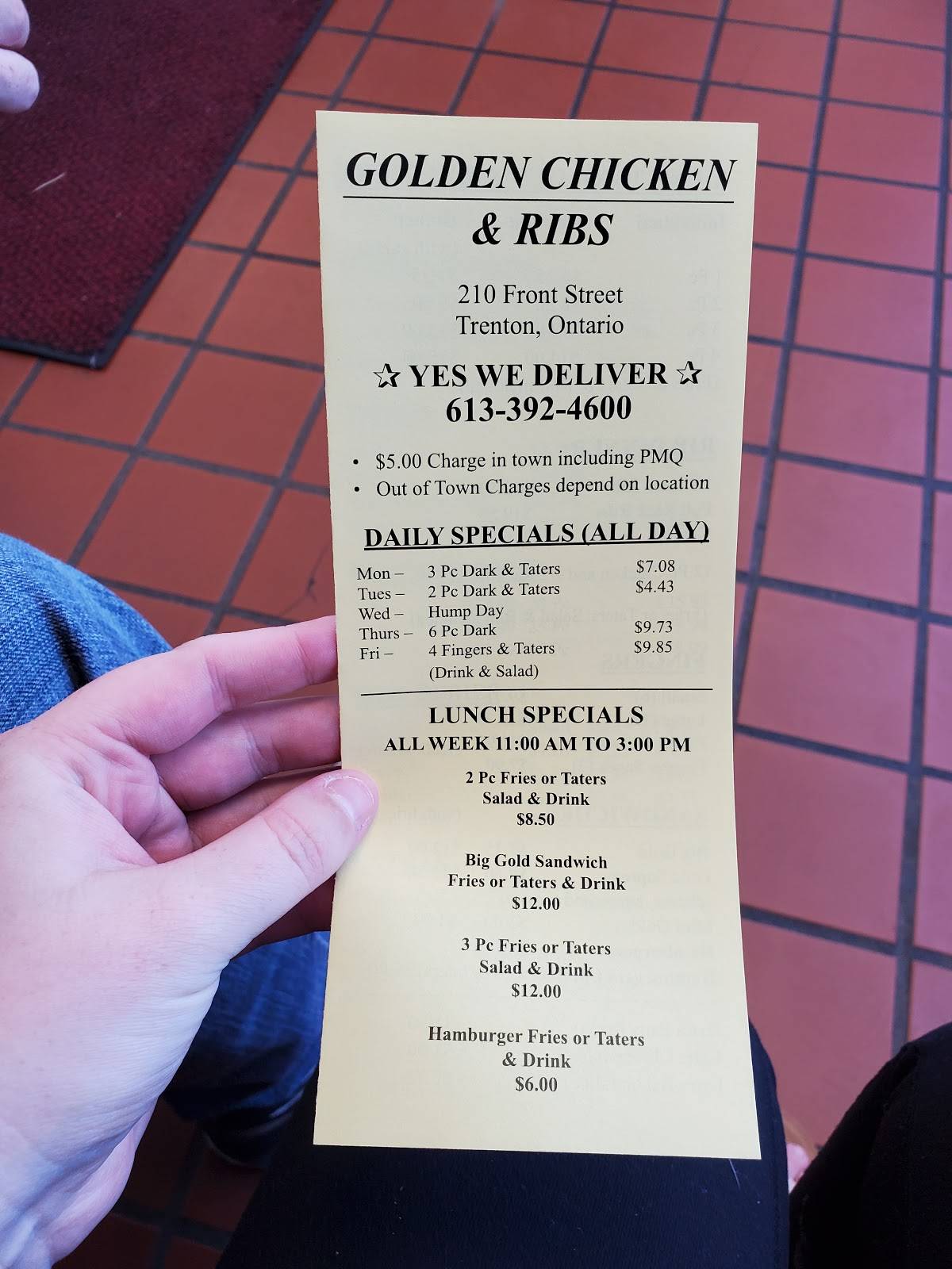 Menu at Golden Chicken & Ribs restaurant, Quinte West
