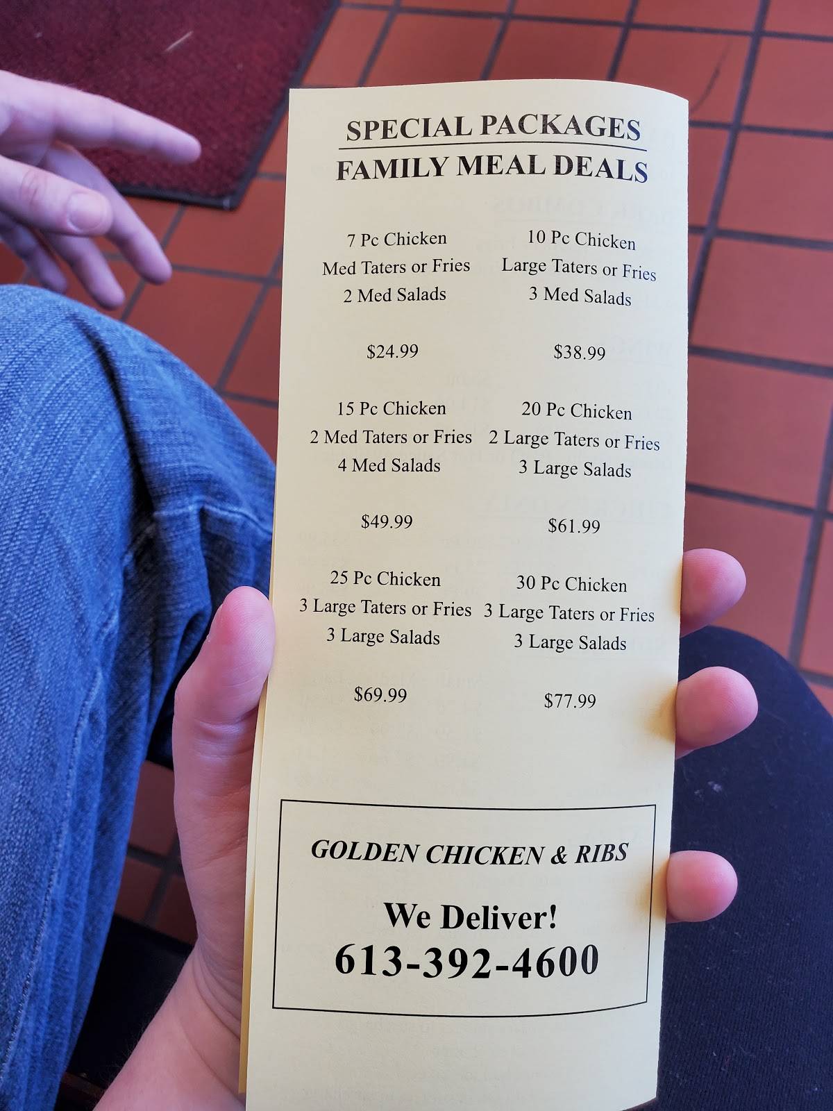 Menu at Golden Chicken & Ribs restaurant, Quinte West
