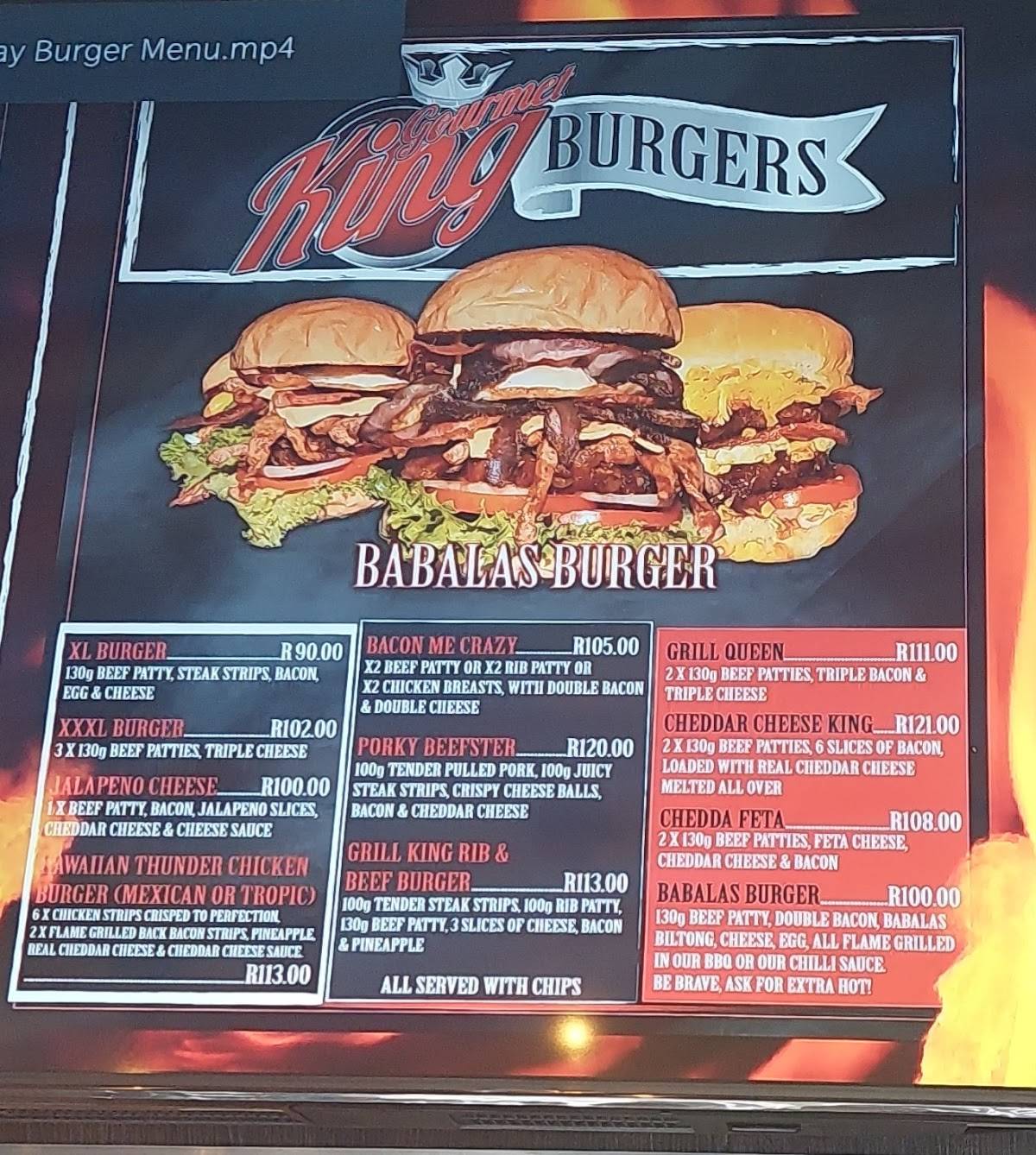 Menu at Grill King Sunward Park restaurant, Boksburg