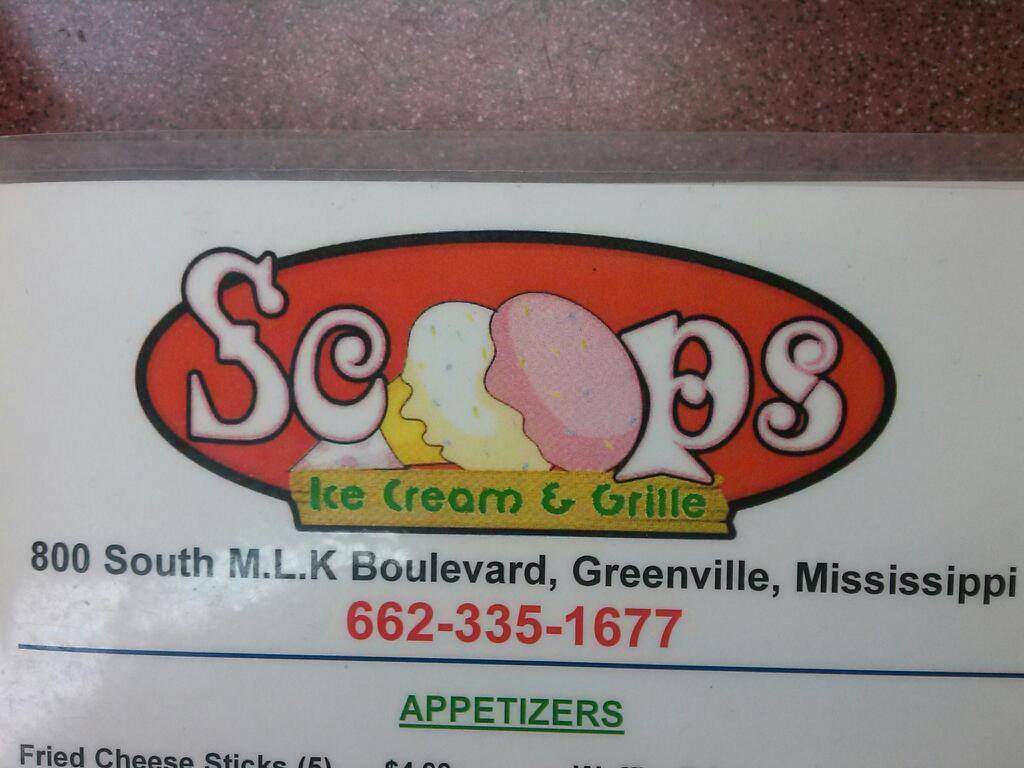 Menu at Scoops Ice Cream & Grille restaurant, Greenville