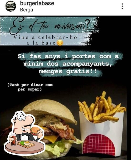 Carta del restaurante La Base, Berga
