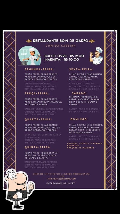 Aqui está a publicidade do Buffet Bom de Garfo Colombo